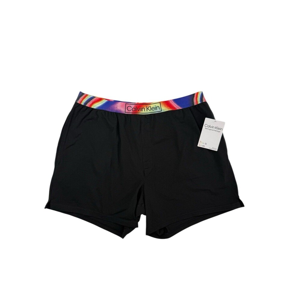 NEW Calvin Klein Reimagined Heritage Pride Sleep Short Men Large Black Rainbow